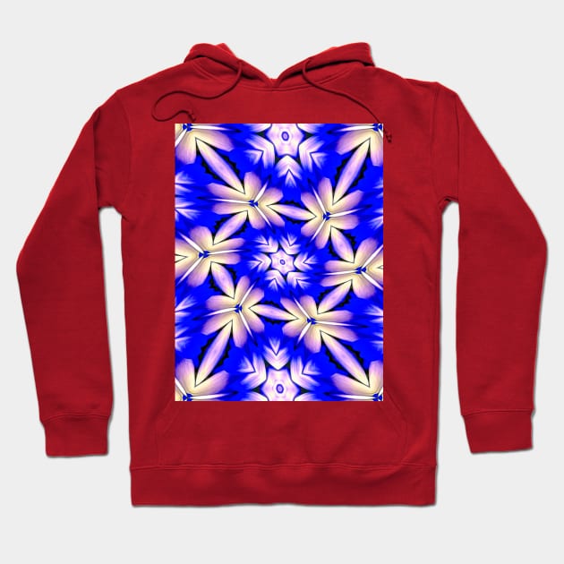 Blue and White Flower Pattern Hoodie by PatternFlower